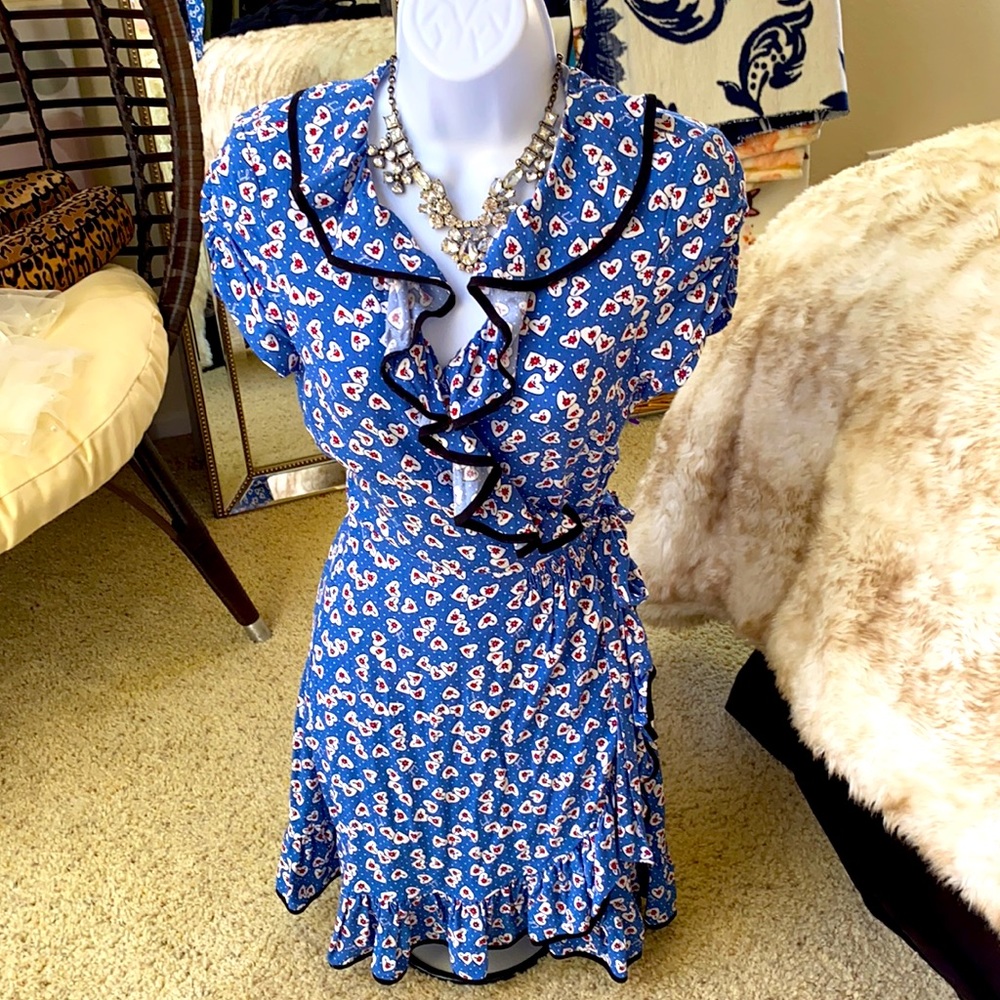 ❤️🌹❤️VALENTINES DAY Juicy Couture Silk Blue Heart Wrap Dress
